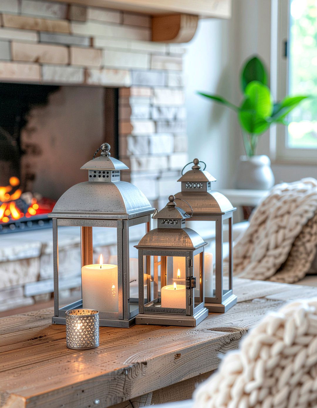 Lanterns on mantel - 30 living room mantel styling ideas