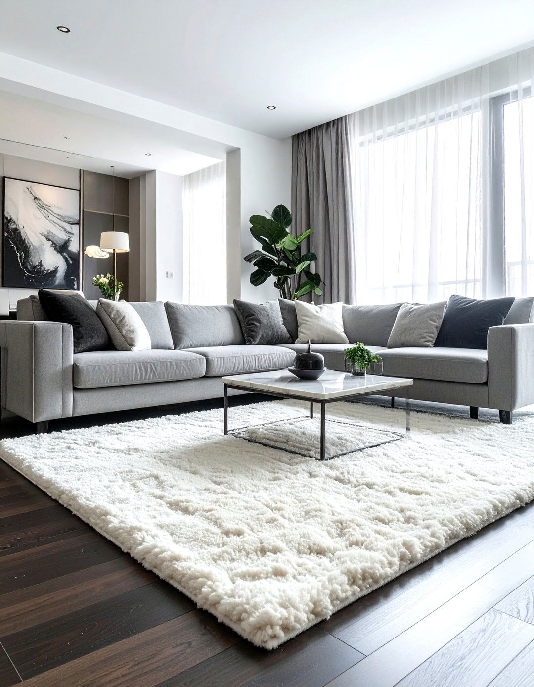 Large Area Rug - 30 living room transition ideas