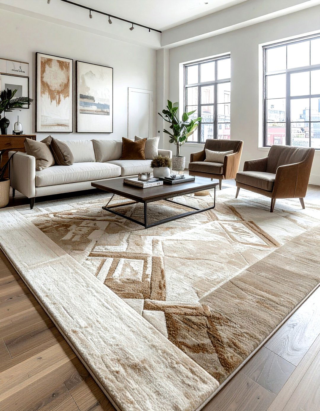 Large Area Rug - 30 loft living room ideas