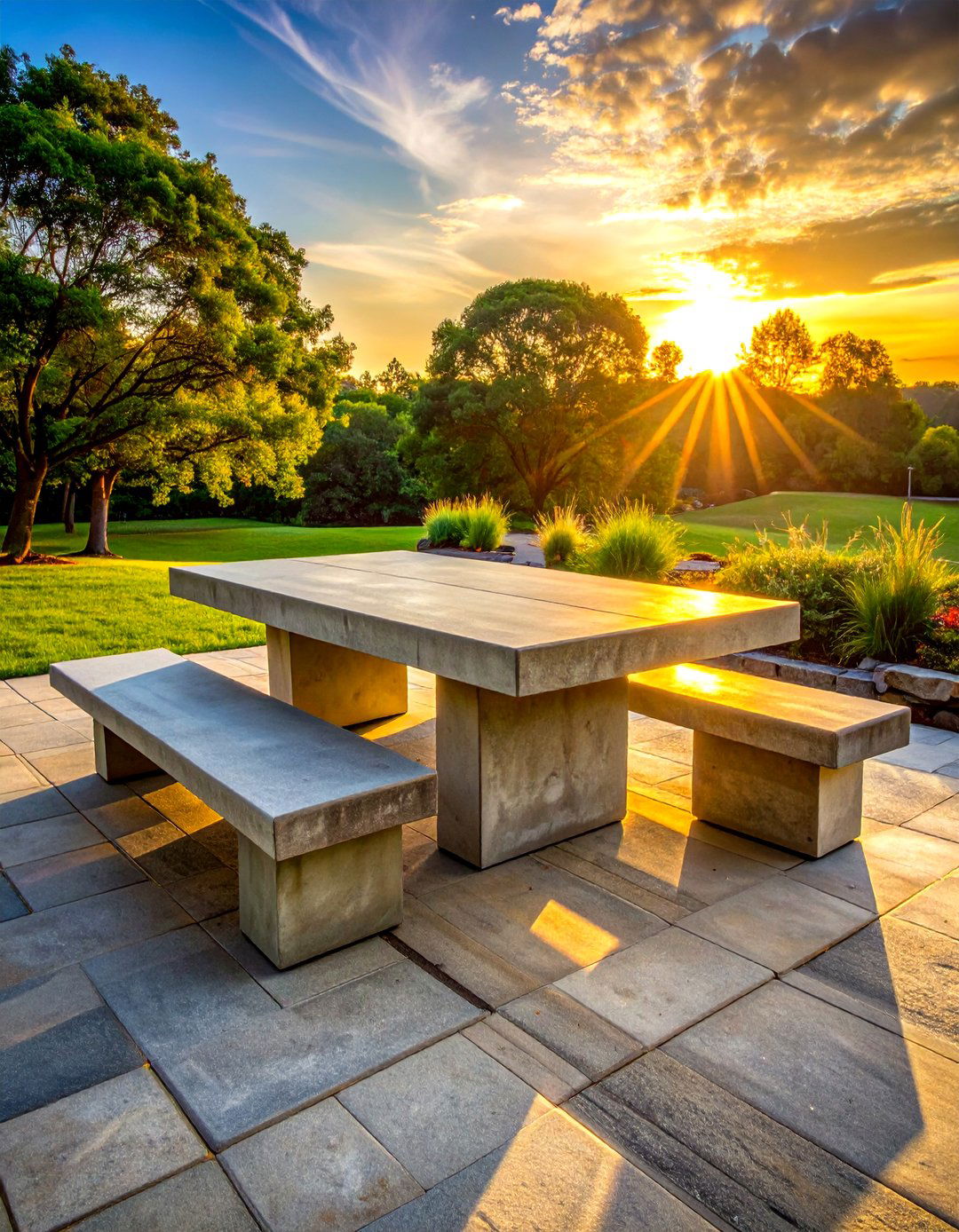 Large Concrete Picnic Table - 30 concrete dining table ideas