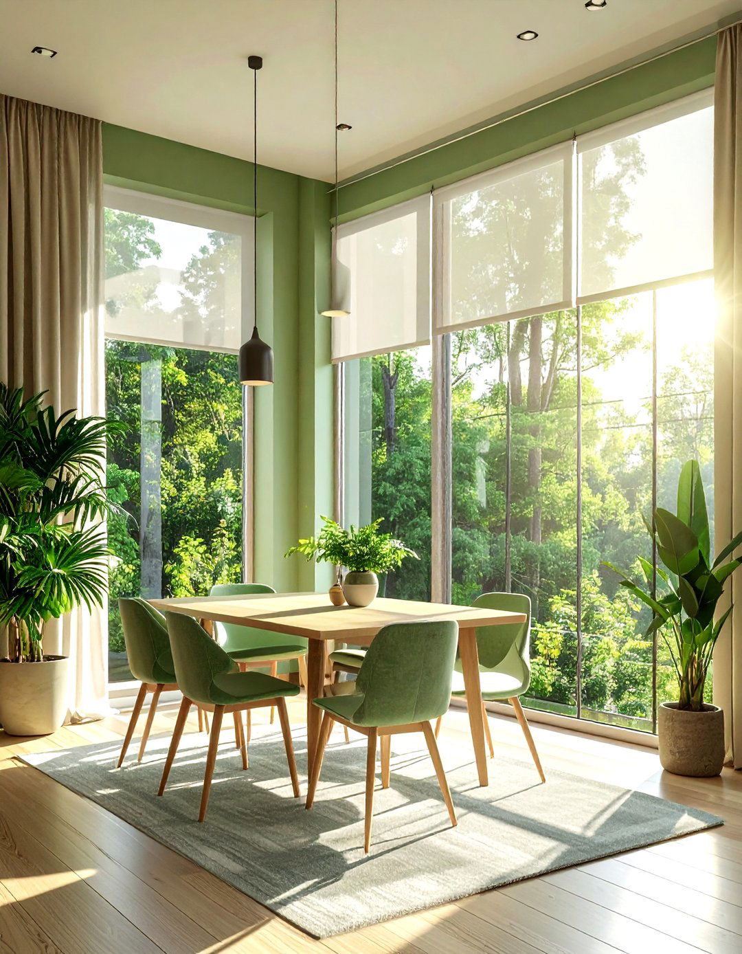 Large Dining Window - 30 forest green dining room ideas