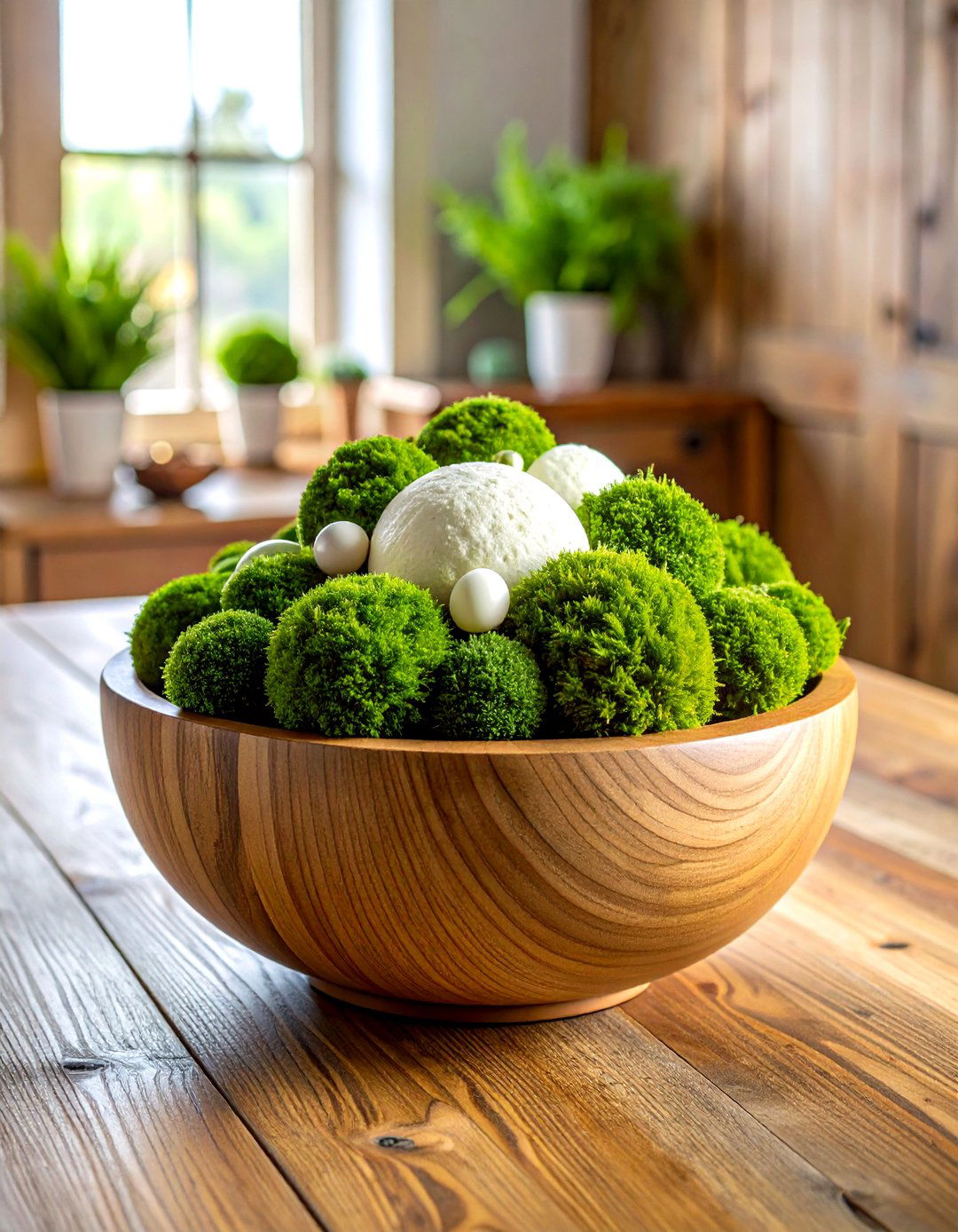 Large Dough Bowl Centerpiece - 30 wooden bowl ideas