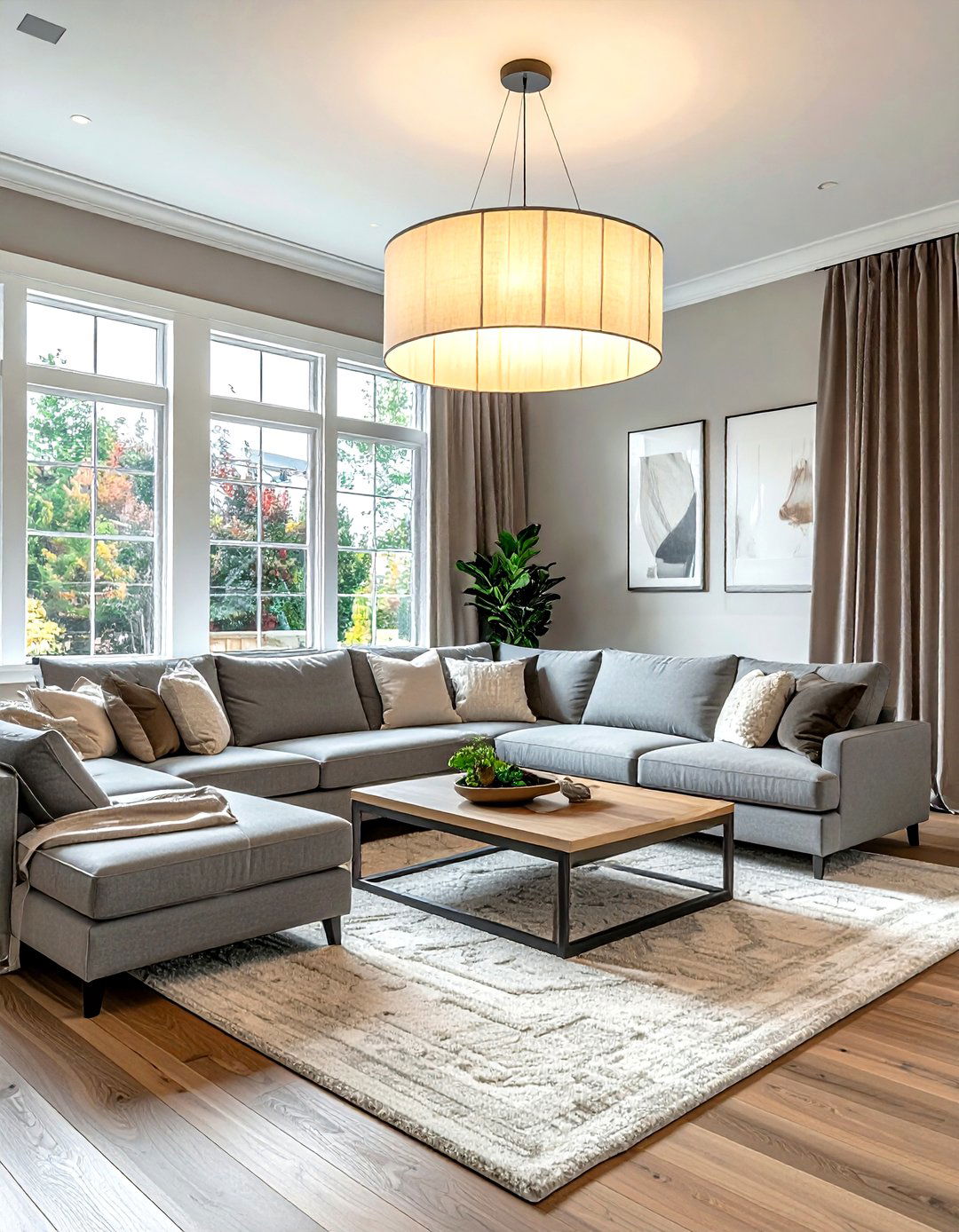 Large Drum Pendant - 30 living room pendant lighting ideas