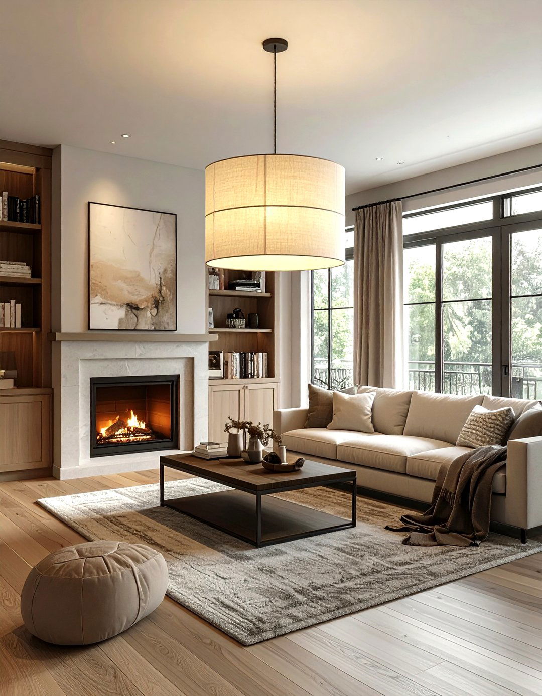 Large Drum Shade Light - 30 living room chandelier ideas