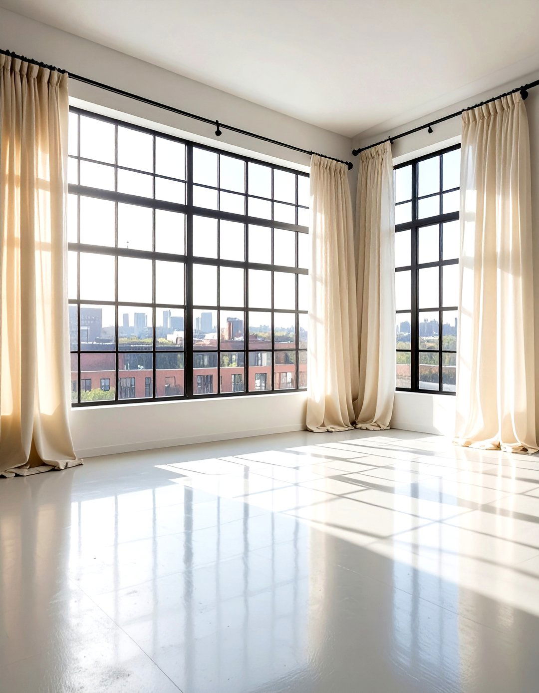 Large Factory Window Cream Room - 30 industrial cream bedroom ideas