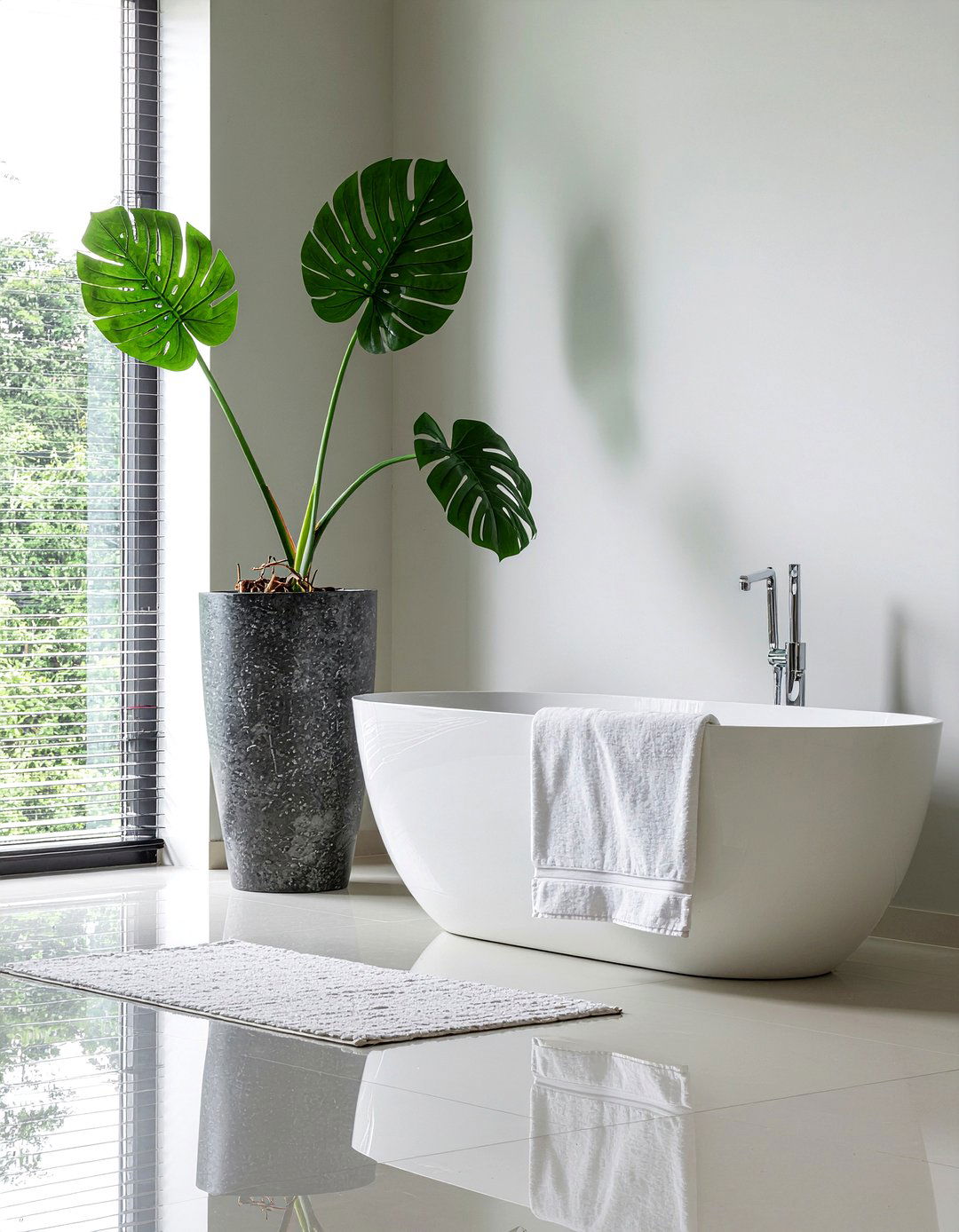 Large Floor Pot - 30 bathroom planter ideas