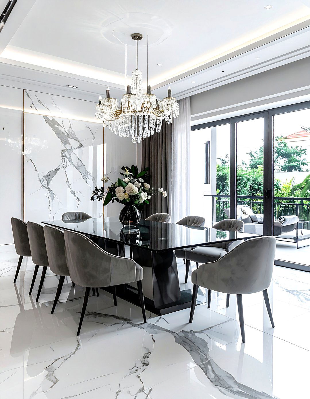 Large Format Marble Tile - 30 dining room tile ideas