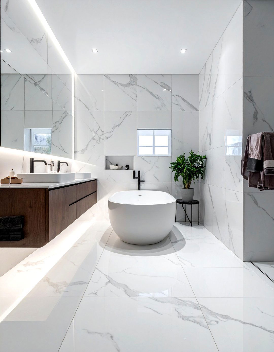 Large Format Marble Tile - 30 updated classic bathroom ideas
