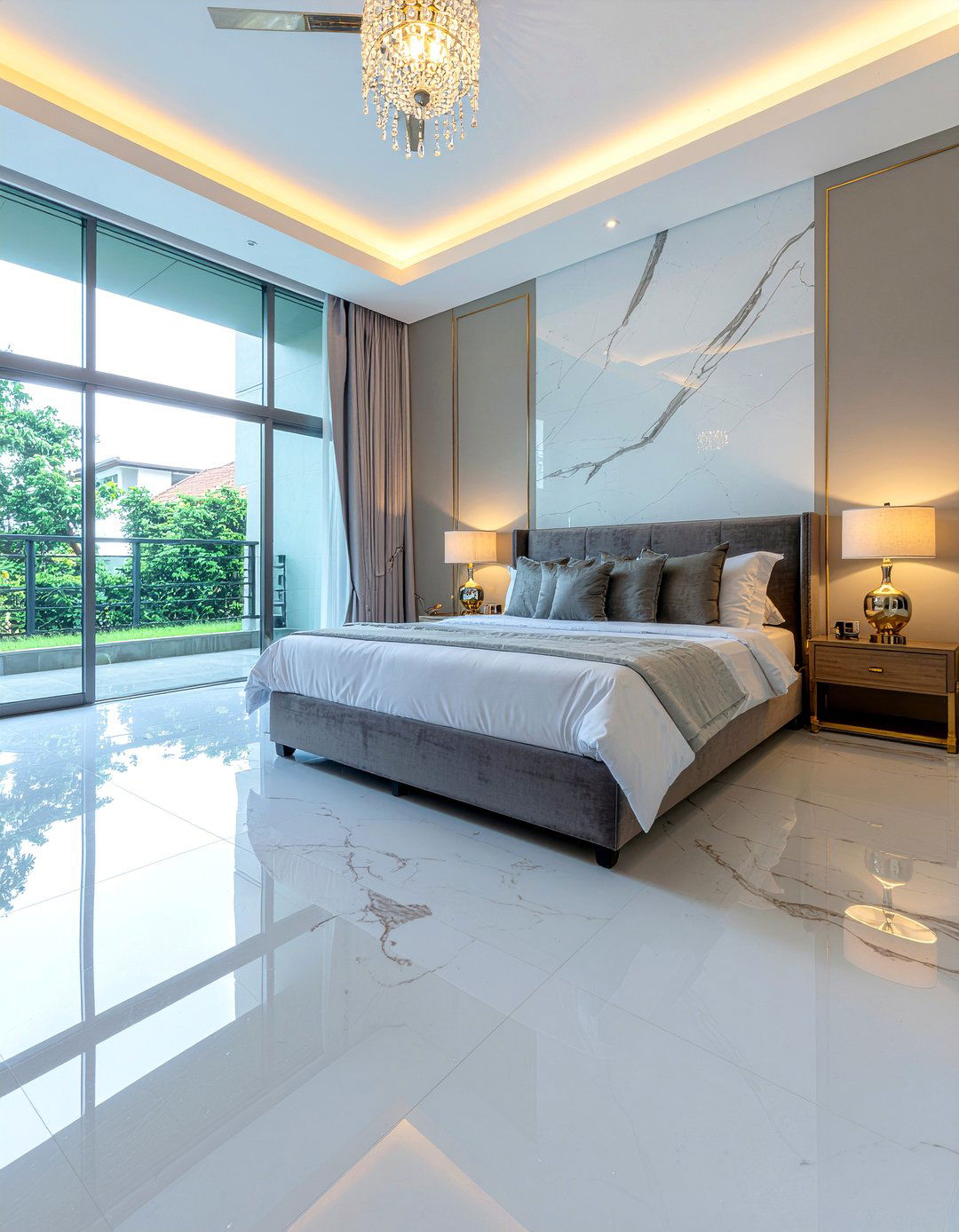 Large Format Marble Tile - 30 bedroom tile designs