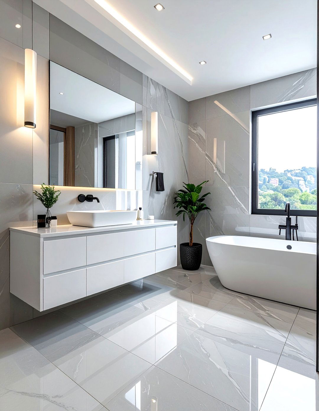 Large Format Porcelain Bathroom - 30 porcelain bathroom ideas
