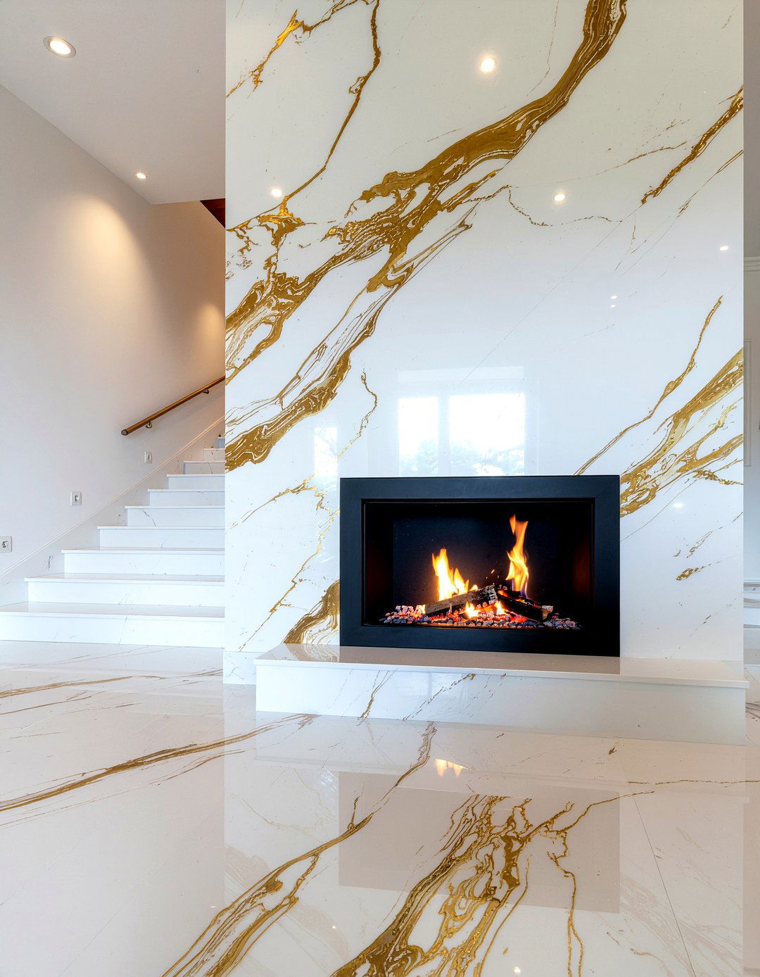 Large Format Porcelain Slab - 30 living room fireplace tile ideas