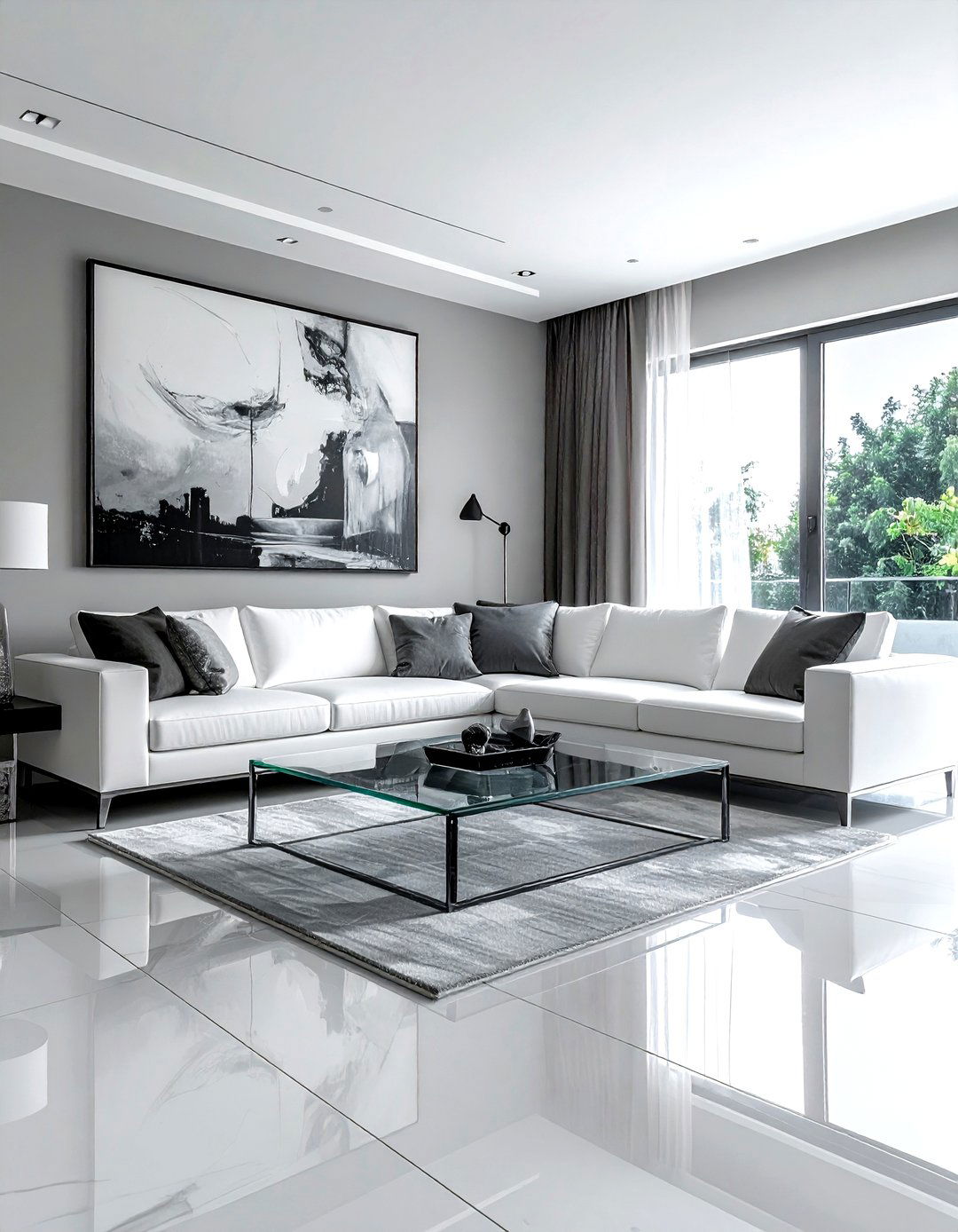 Large Format Porcelain Tile - 30 living room floor design ideas