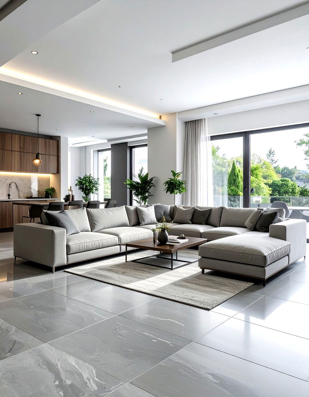 Large Format Porcelain Tile - 30 living room flooring ideas