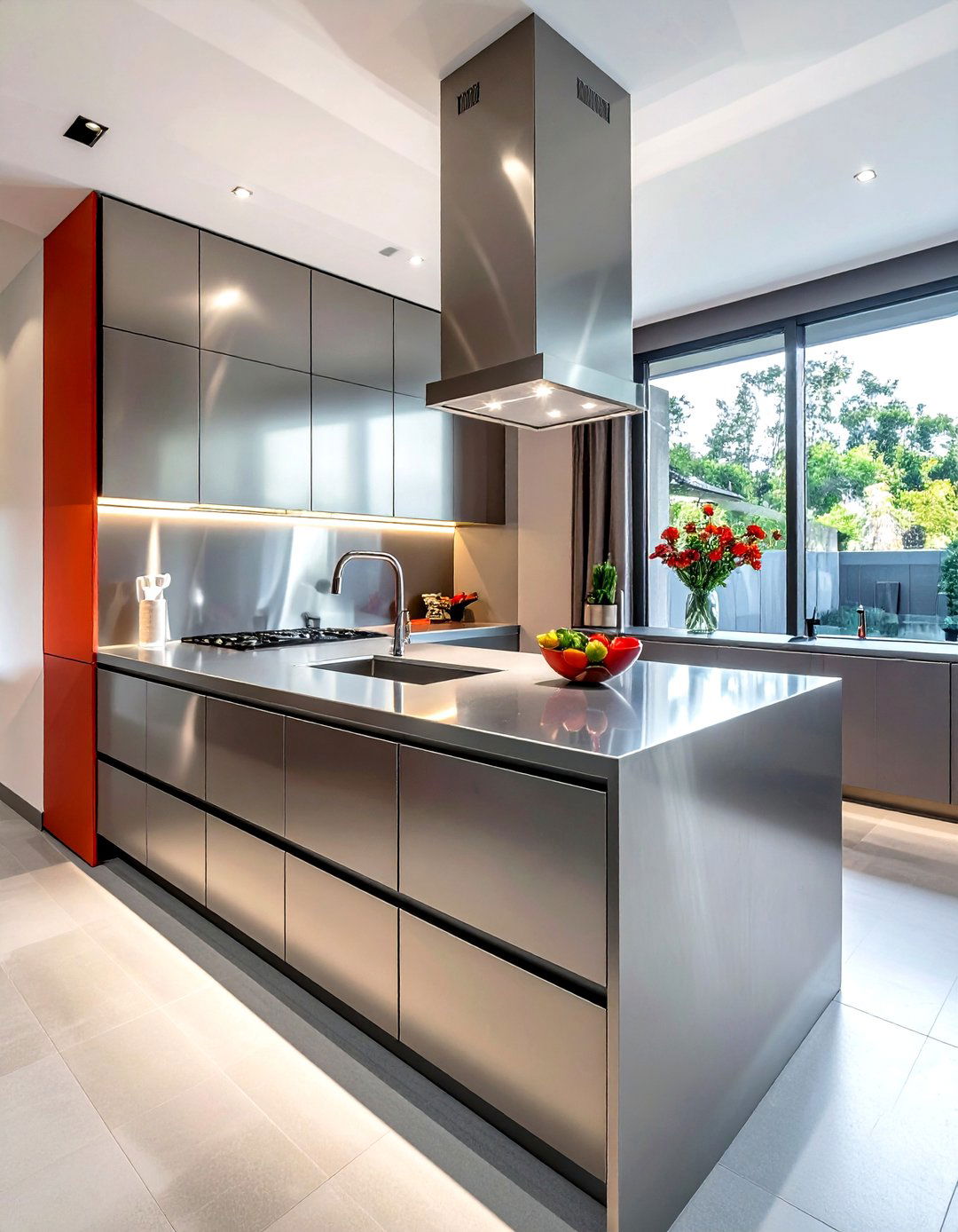 Large Format Stainless Steel Panel - 30 stainless steel backsplash kitchen ideas