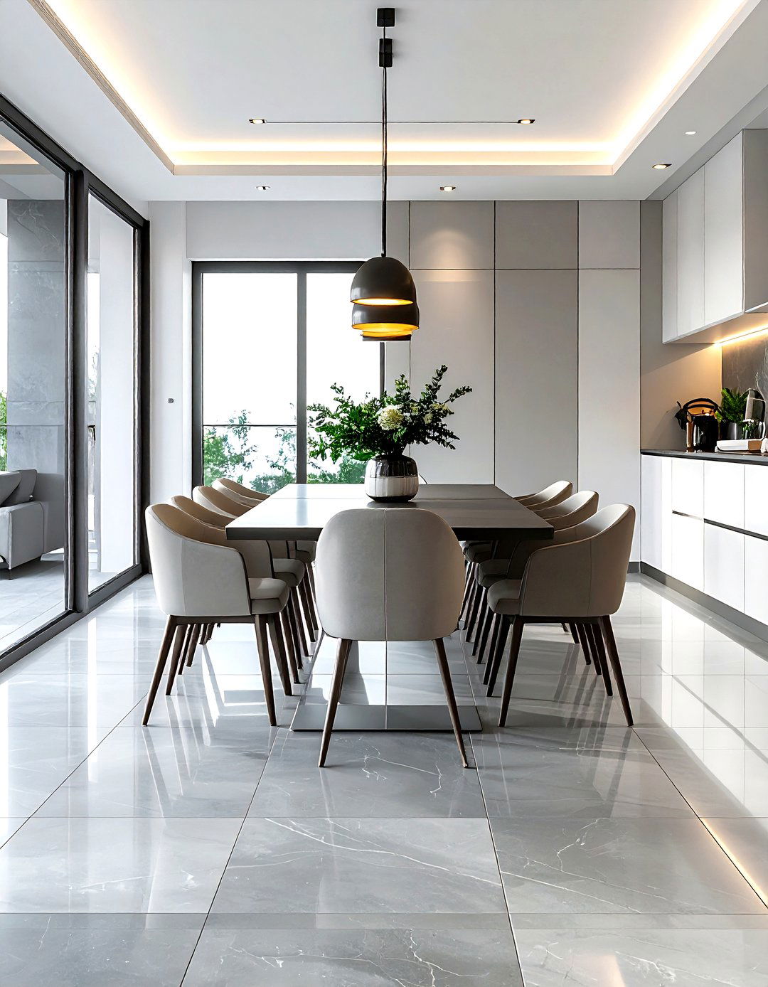 Large Format Tile - 30 dining room floor design ideas