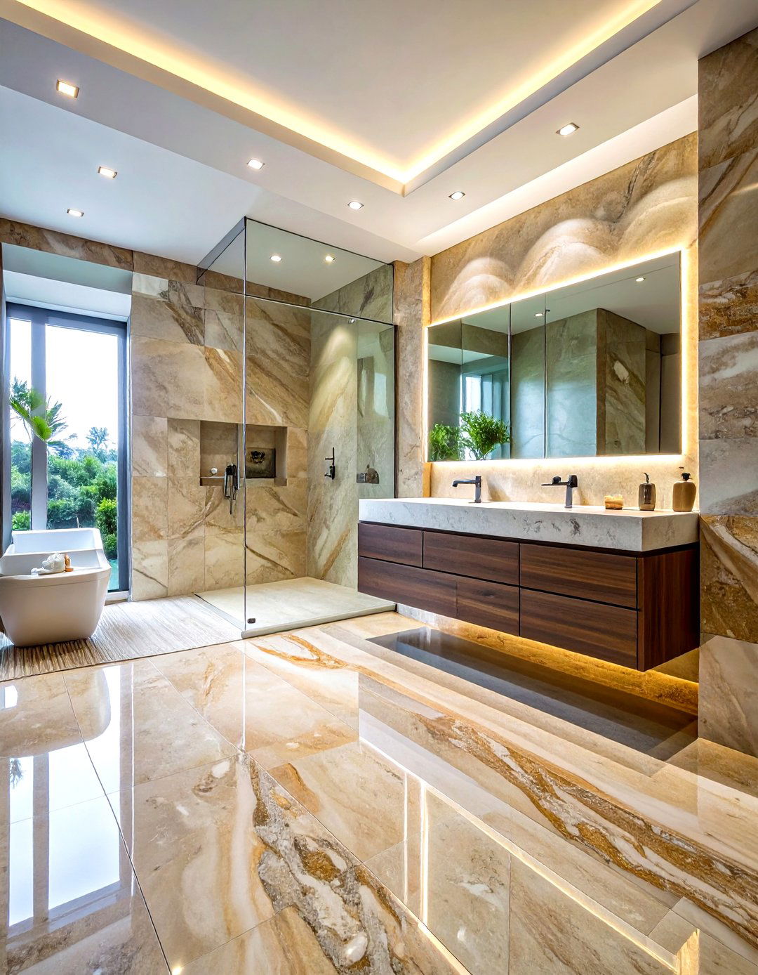 Large Format Travertine Slabs - 30 travertine bathroom ideas