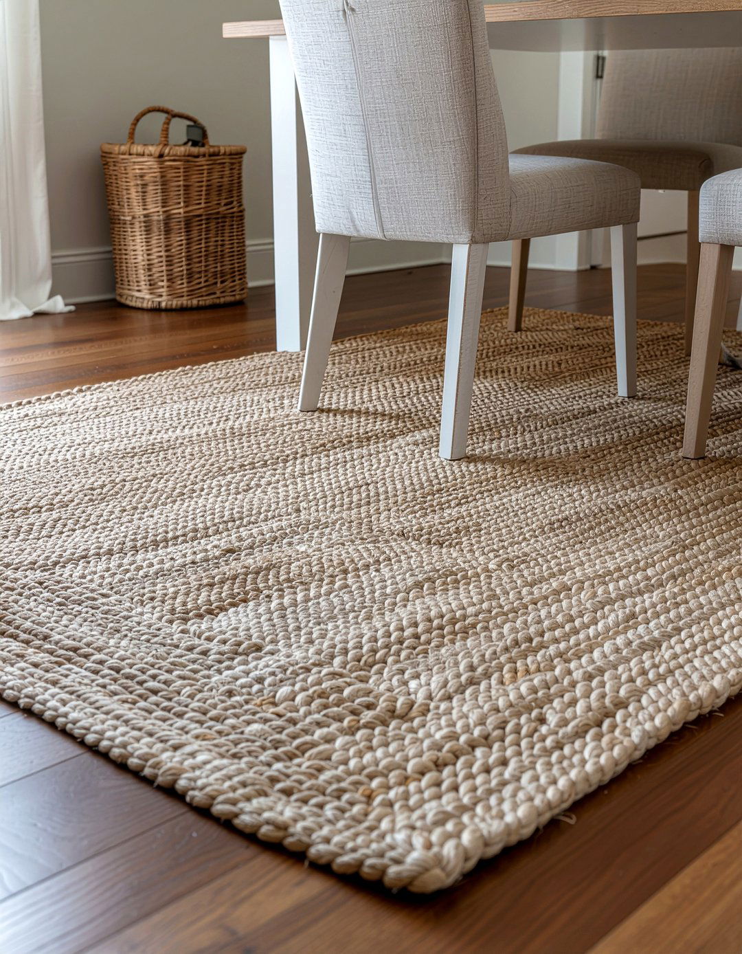 Large Jute Area Rug - 30 rustic chic dining room ideas