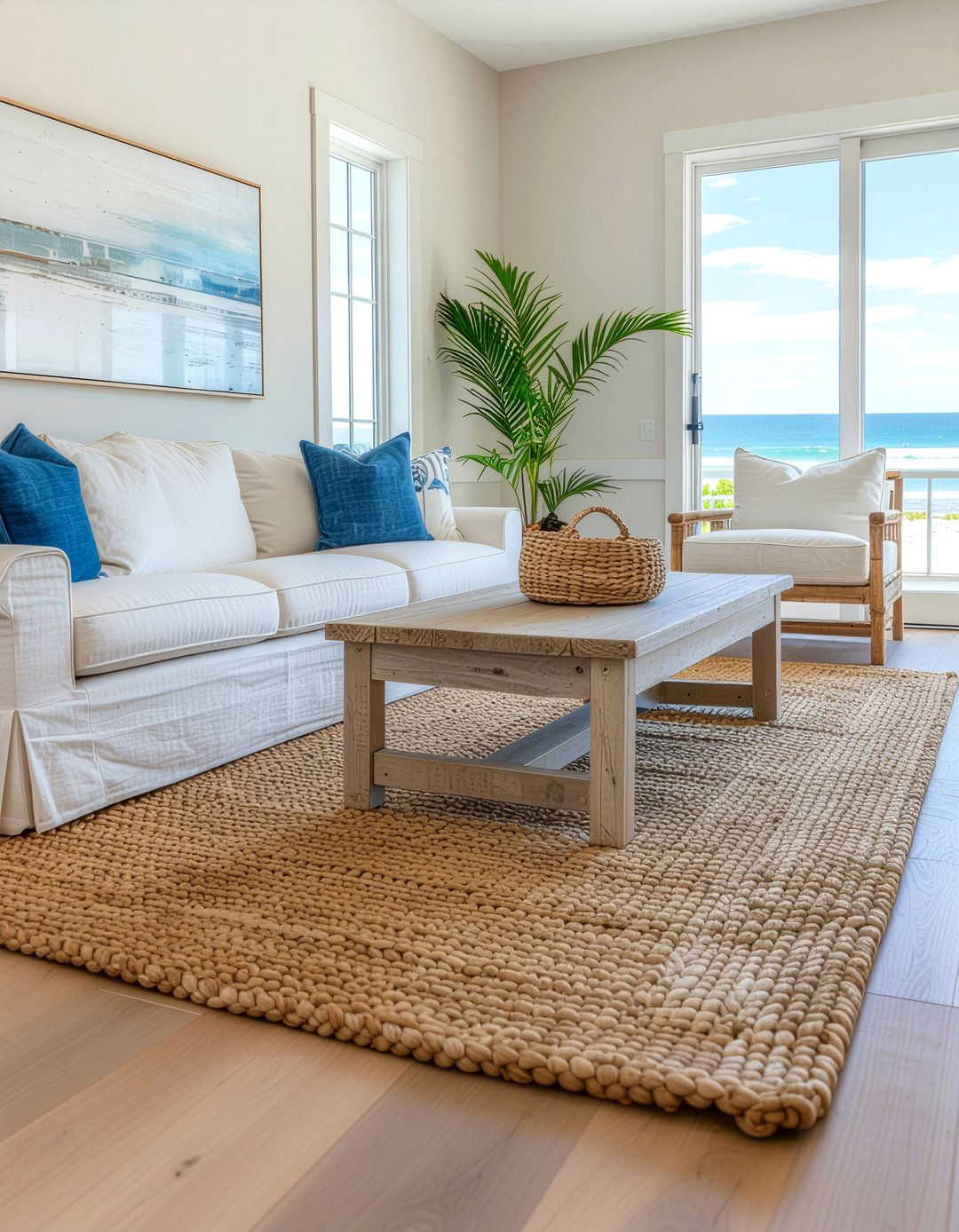 Large Jute Rug - 30 living room anchor piece ideas
