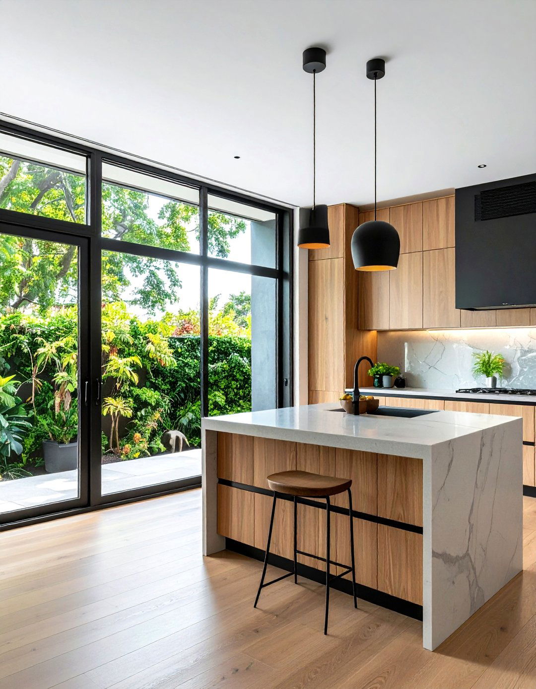 Large Kitchen Window - 30 warm modern kitchen ideas