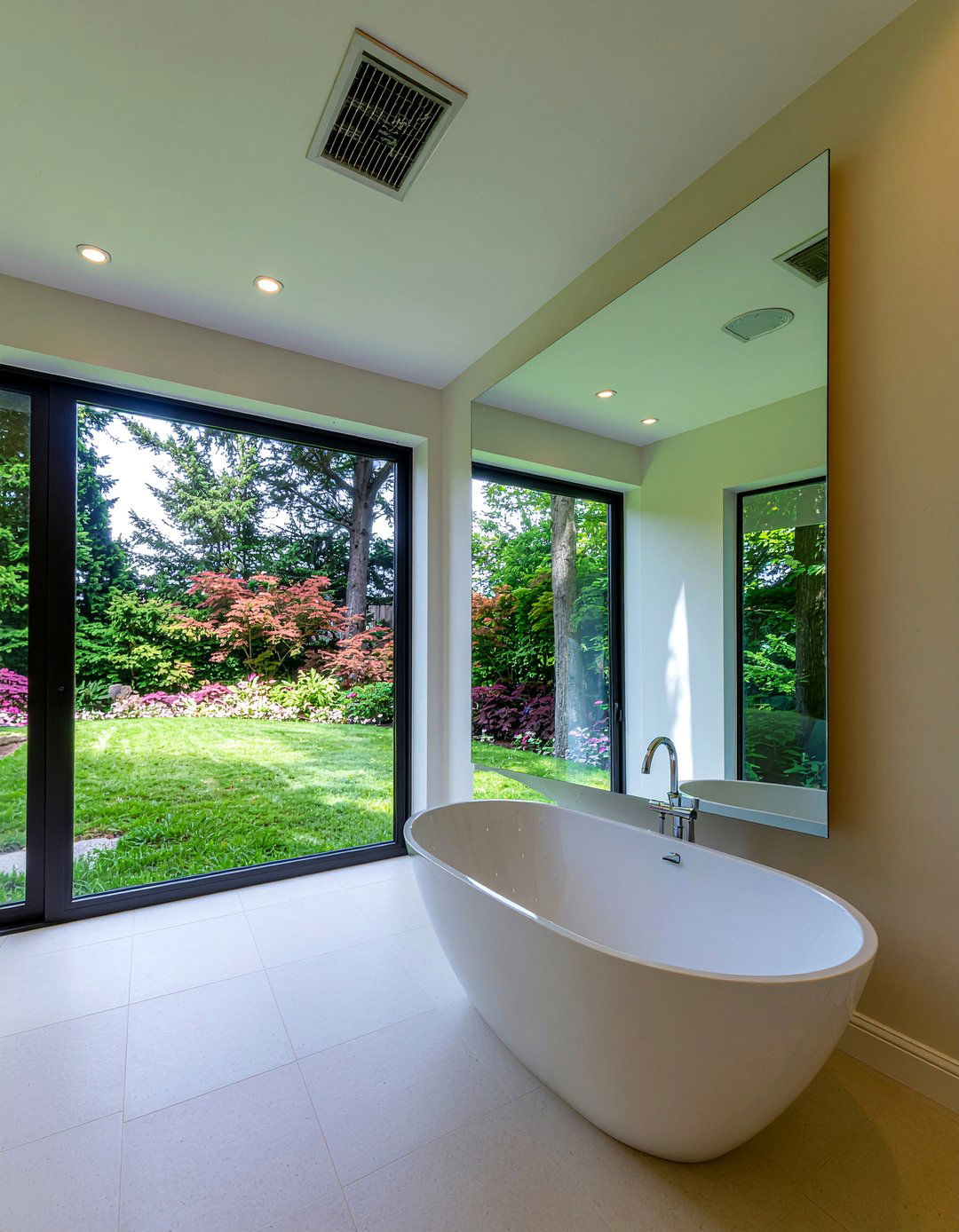 Large Mirror Behind Bathtub - 30 mirrored wall bathroom ideas