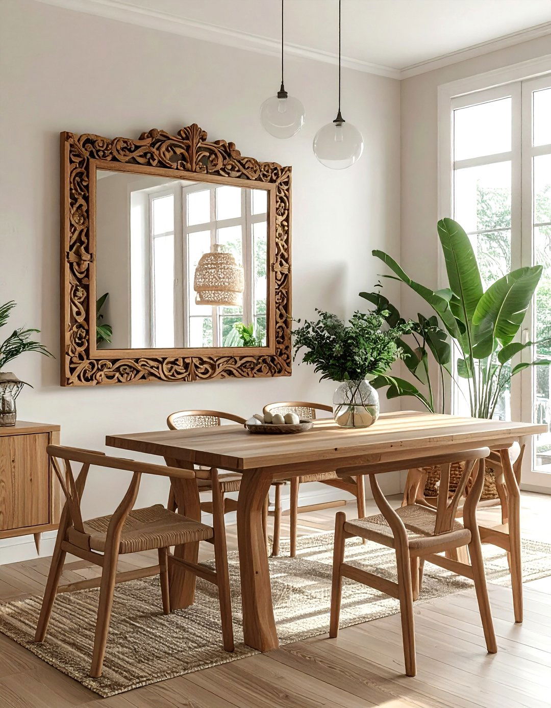 Large Mirror Decor - 30 boho dining room ideas