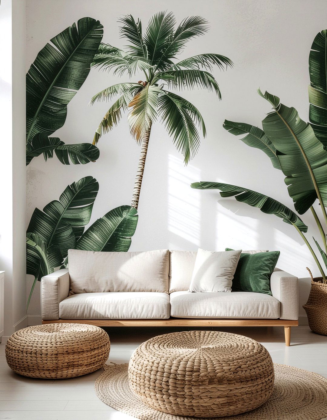 Large Palm Leaf Wallpaper - 30 living room tropical wallpapers