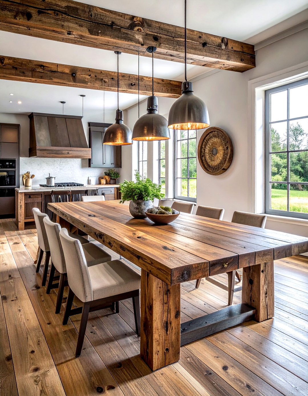Large Reclaimed Timber Beam Table - 30 reclaimed wood dining table ideas