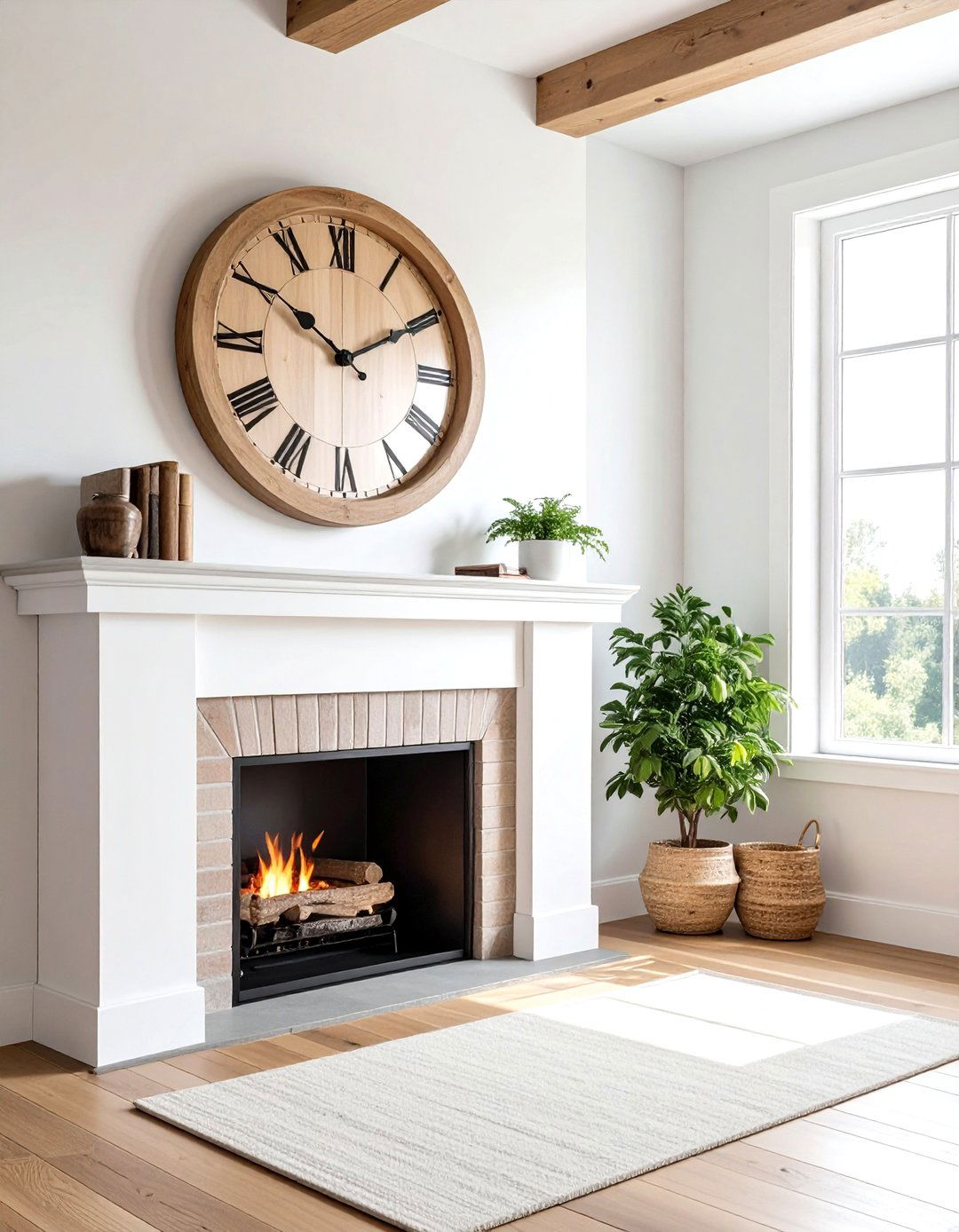 Large Round Clock - 30 layered mantel ideas