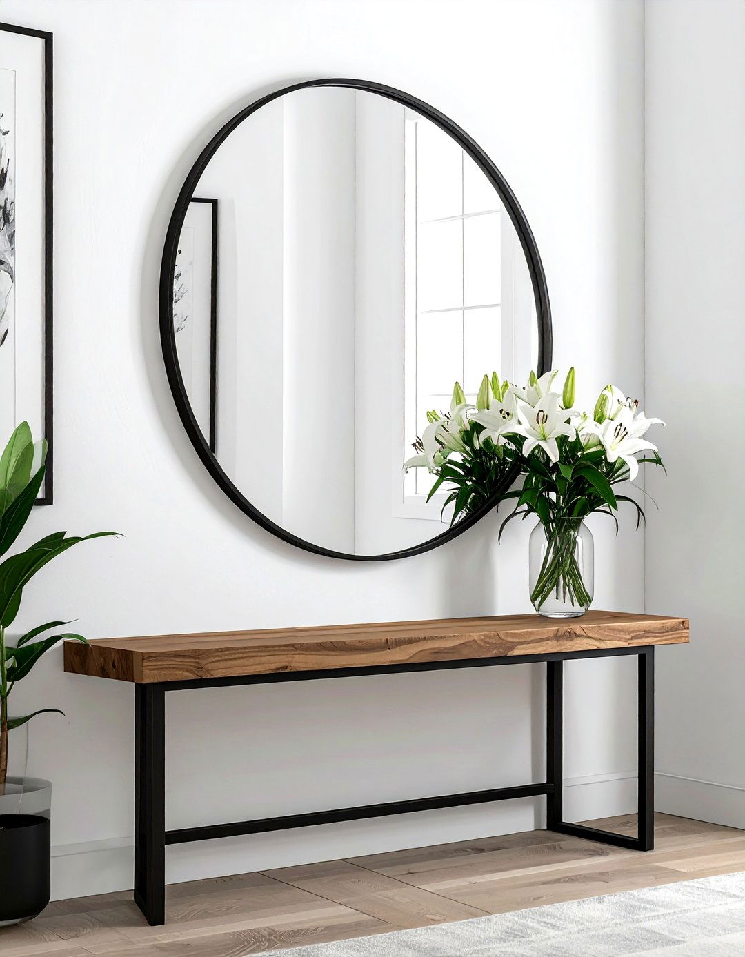 Large Round Mirror - 30 wall decor ideas