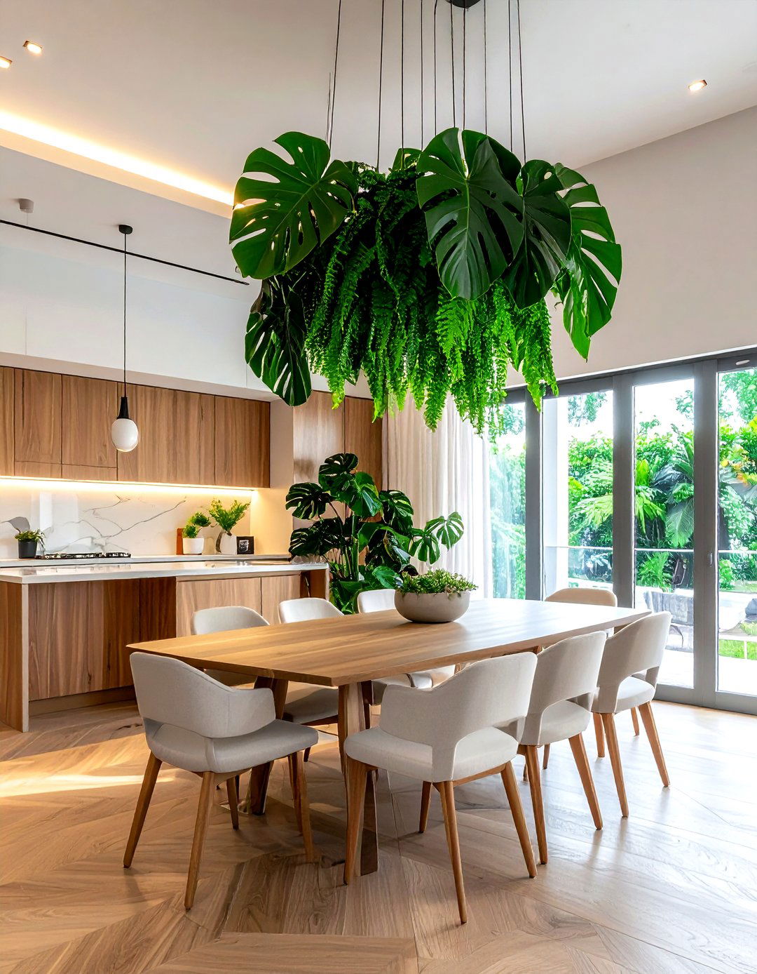 Large Scale Hanging Foliage - 30 dining room hanging plant ideas