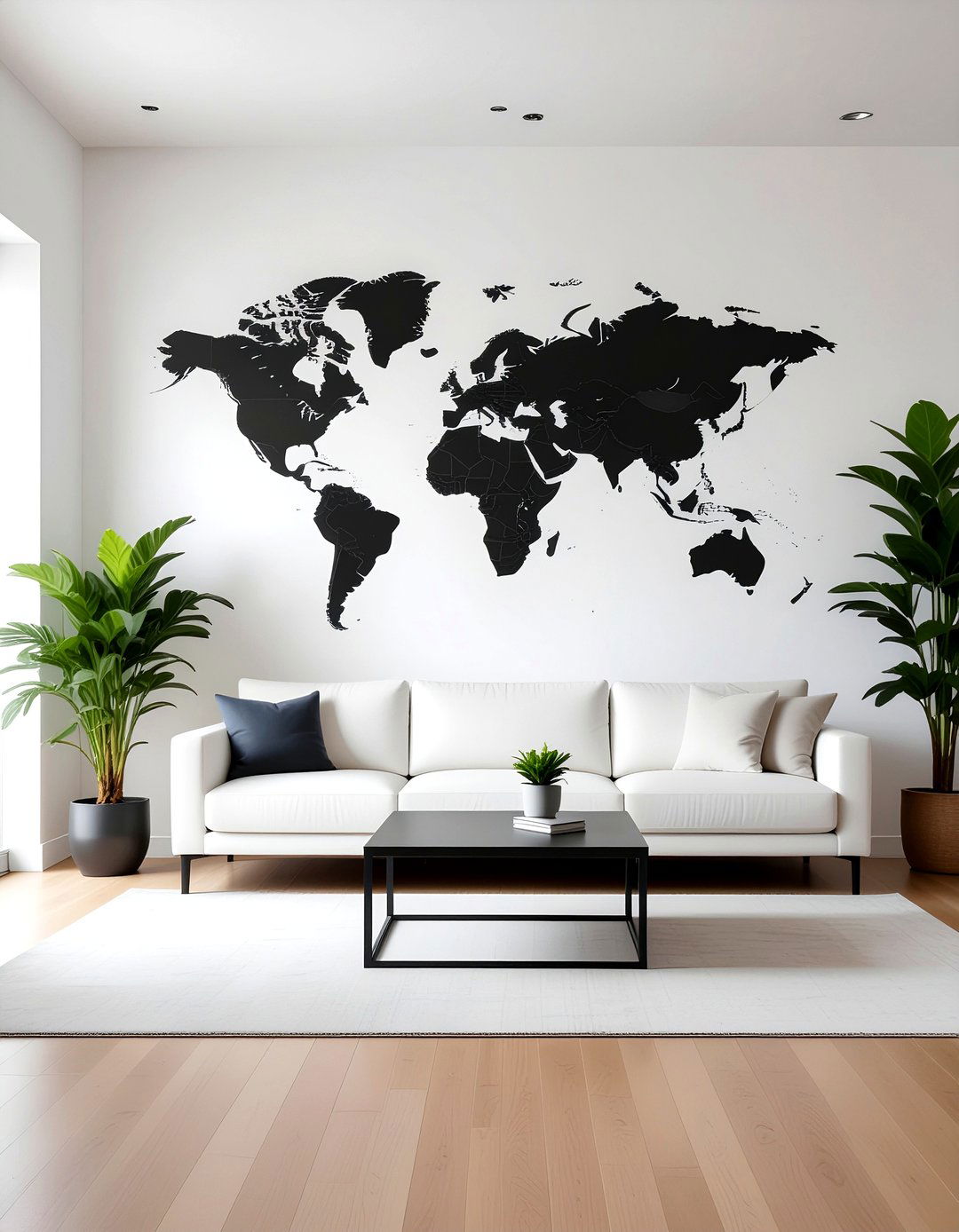 Large Scale Map Decal - 30 world map living room ideas