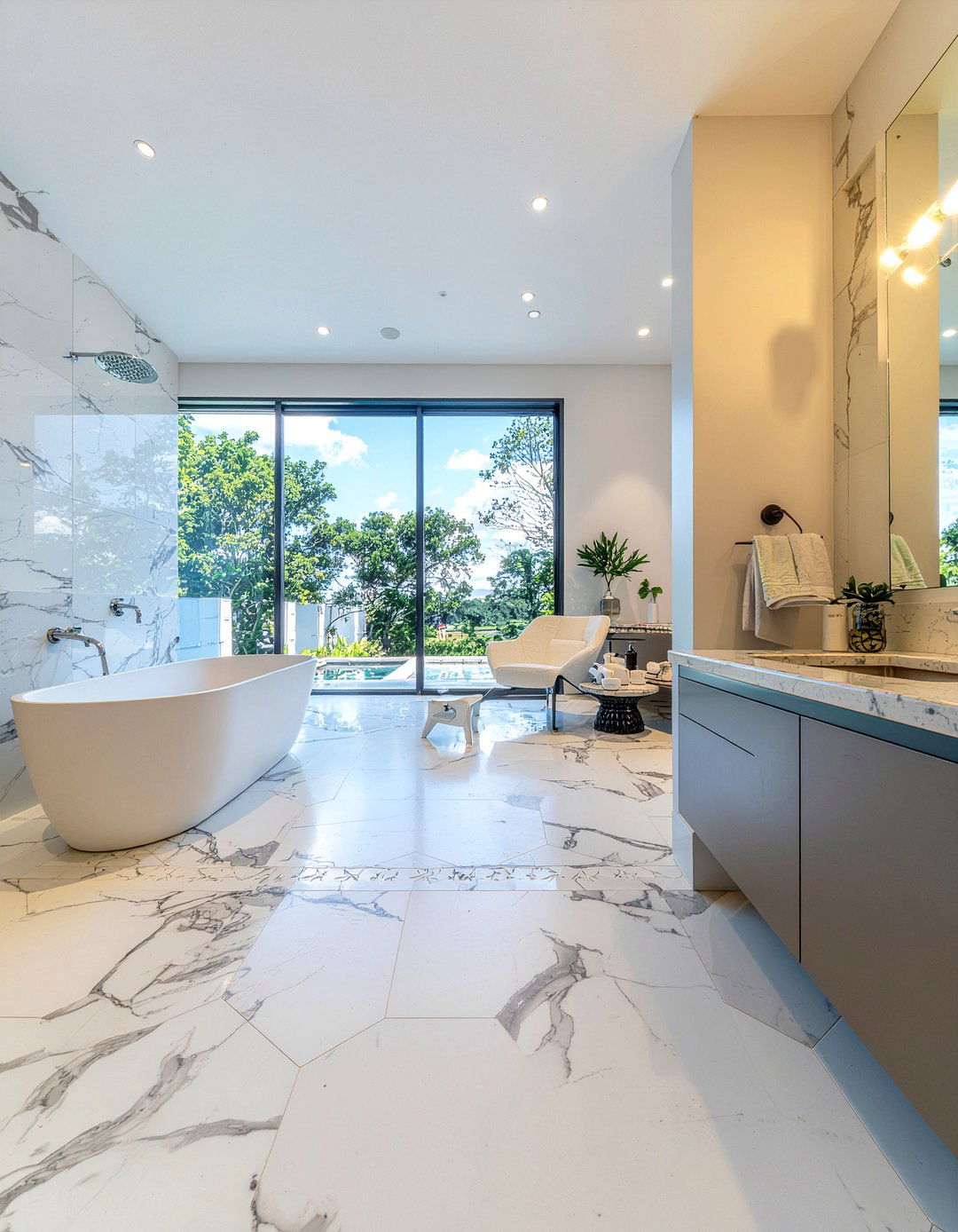 Large Scale Marble Hexagon Tile - 30 marble hexagon tile bathroom ideas