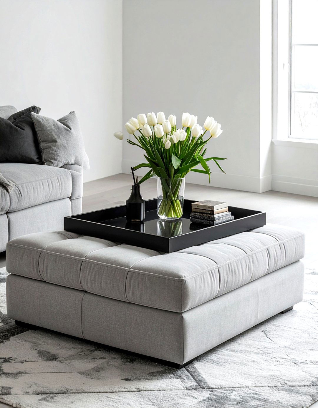 Large Square Ottoman Tray - 30 ottoman styling ideas