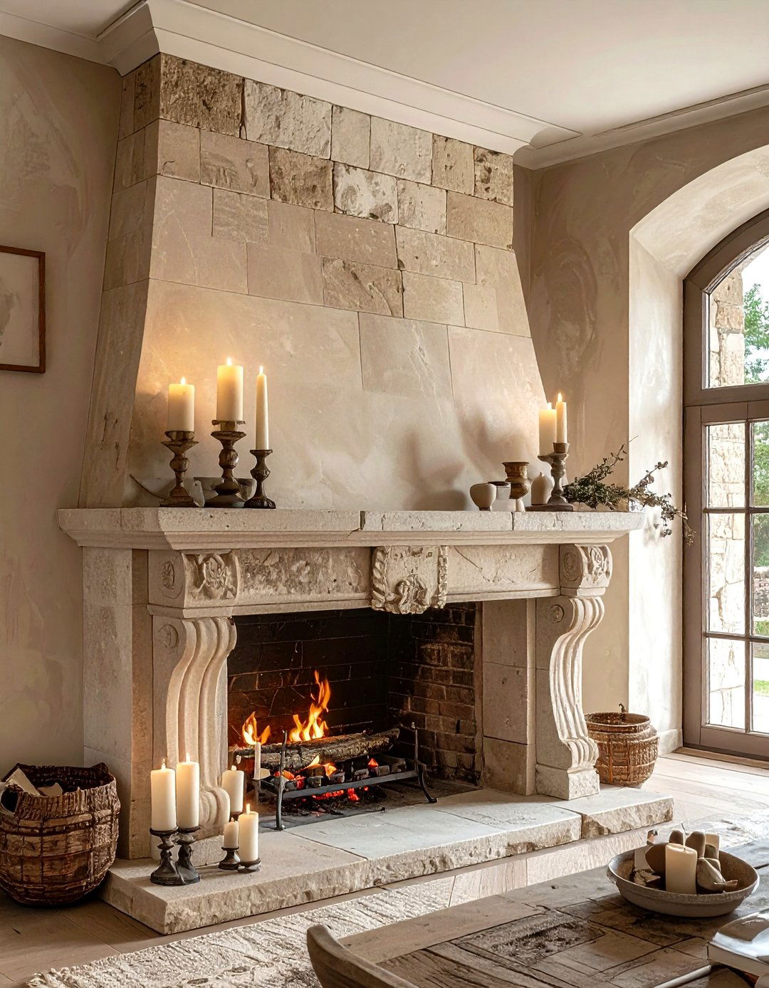 Large Stone Fireplace - 30 château dining room ideas