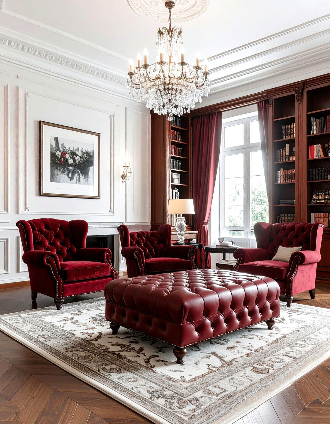 Large Tufted Leather Ottoman - 30 living room leather ottoman ideas