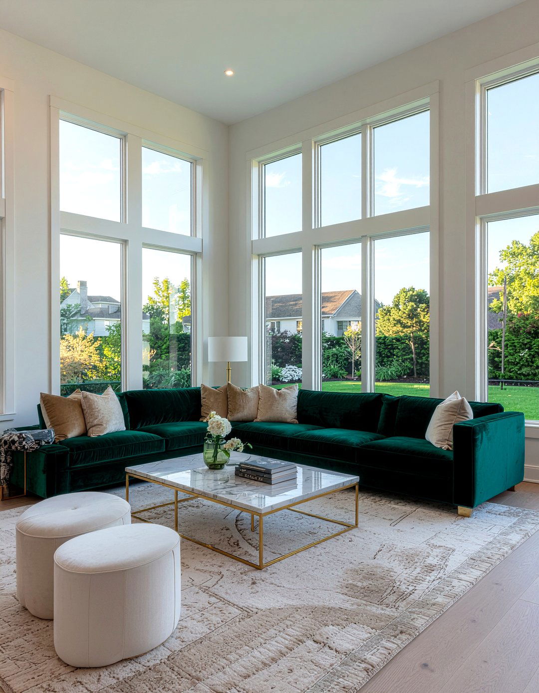 Large Velvet Sectional - 30 living room anchor piece ideas