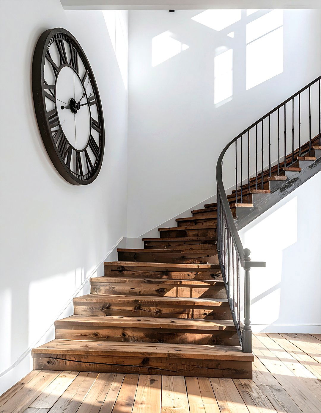Large Wall Clock - 30 staircase wall ideas
