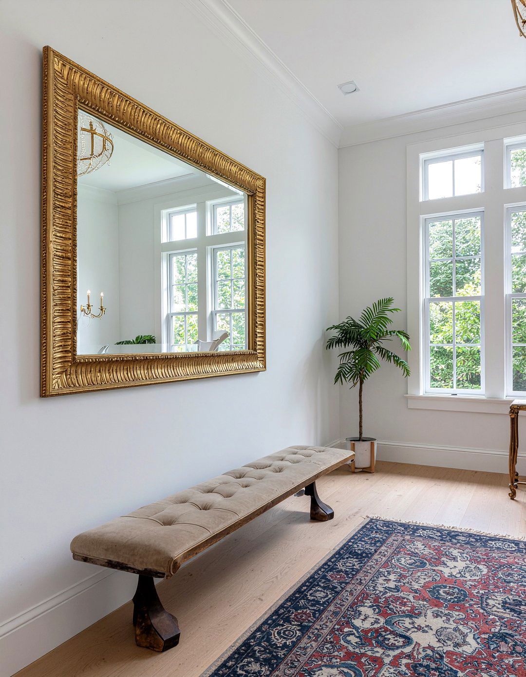 Large Wall Mirror For Depth - 30 narrow living room ideas