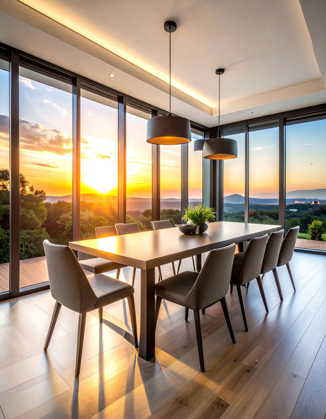 Large Window Dining Room Sunset View - 30 sunset dining room ideas