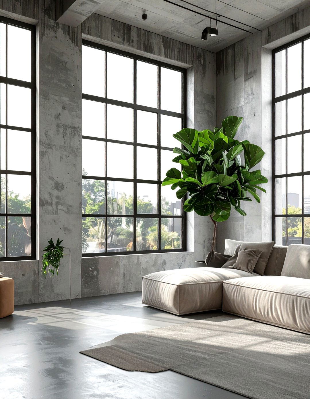 Large Window Indoor Tree - 30 industrial green living room ideas