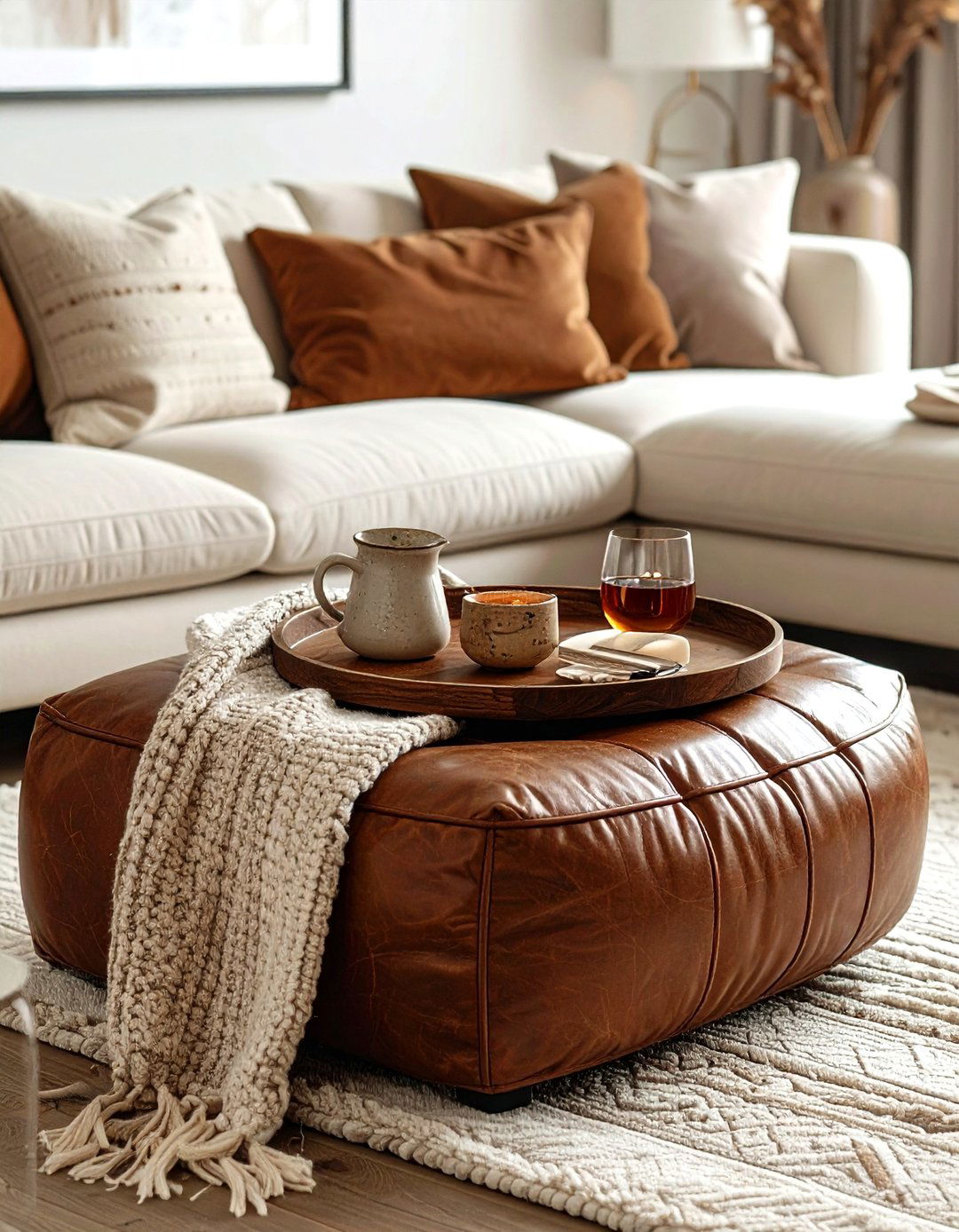Large Wood Ottoman Tray - 30 wood tray ideas