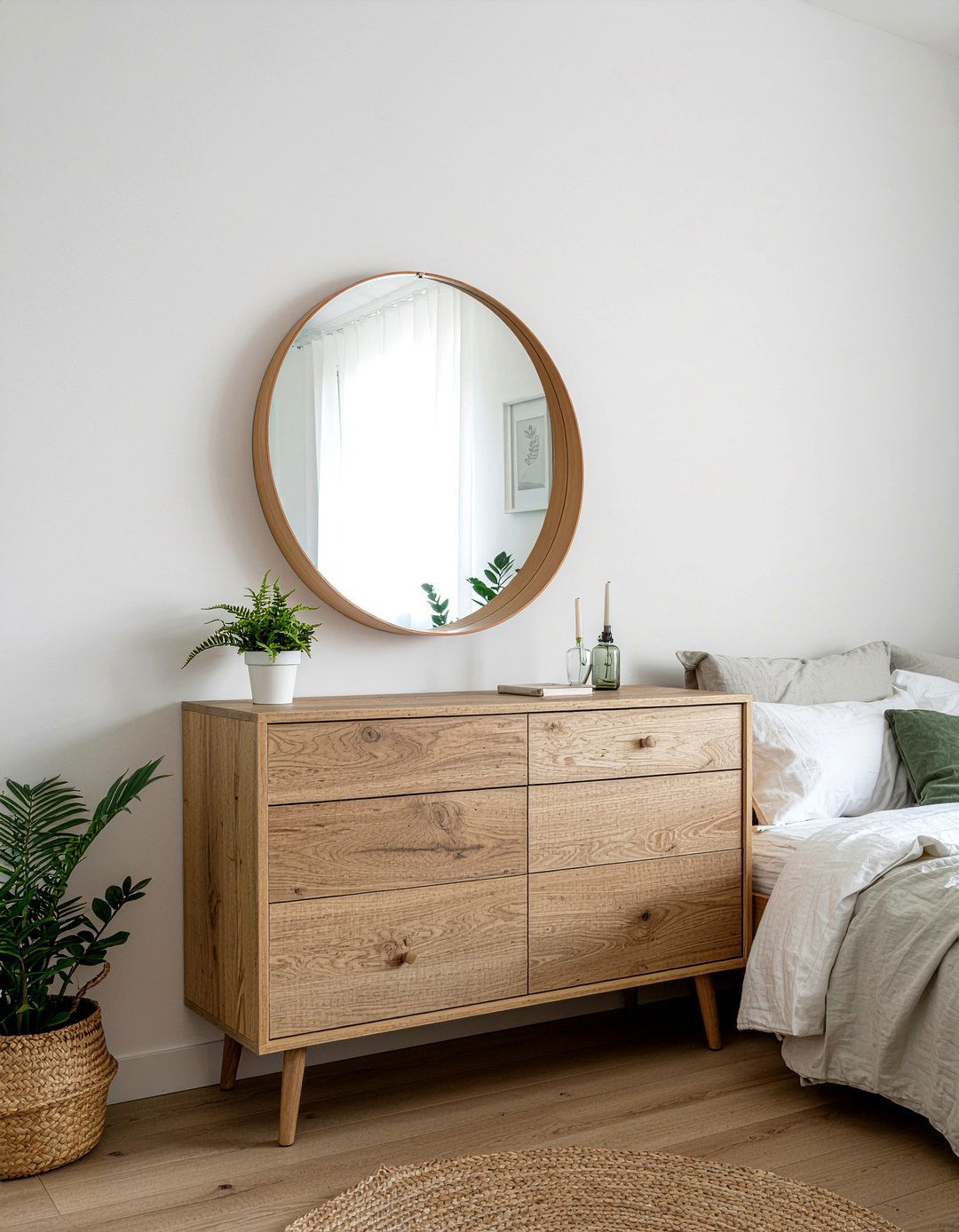 Large Wood Round Mirror Over Dresser - 30 bedroom round mirrors
