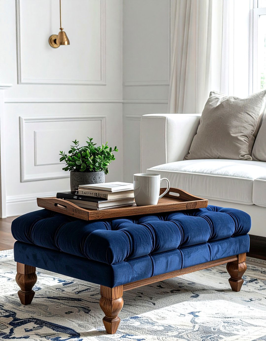 Large Wood Tray - 30 ottoman tray ideas