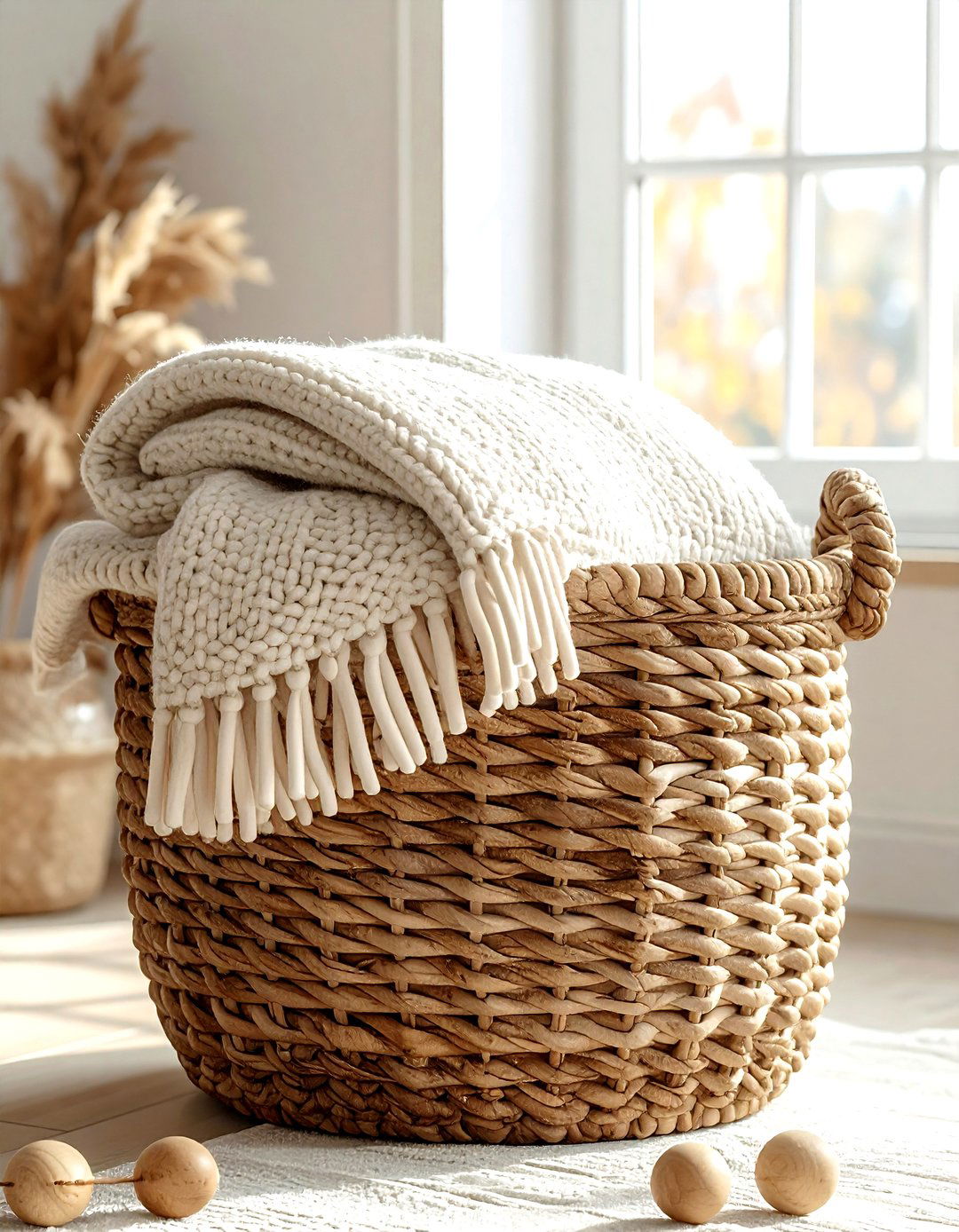 Large Woven Blanket Basket - 30 living room storage basket ideas