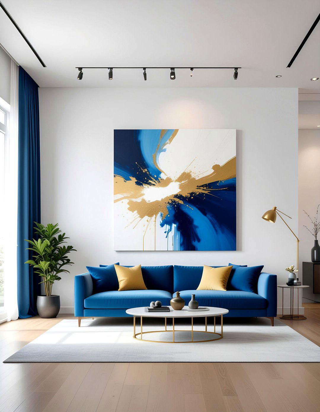 Large abstract wall art - 30 double height living room ideas