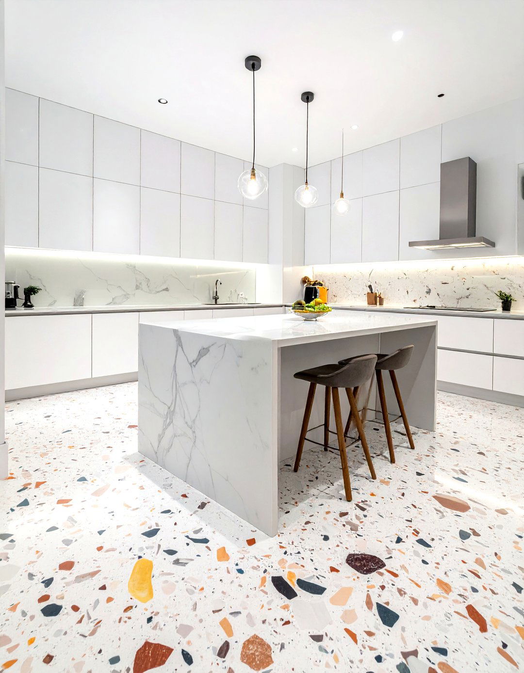 Large aggregate terrazzo floor - 30 terrazzo floor kitchen ideas