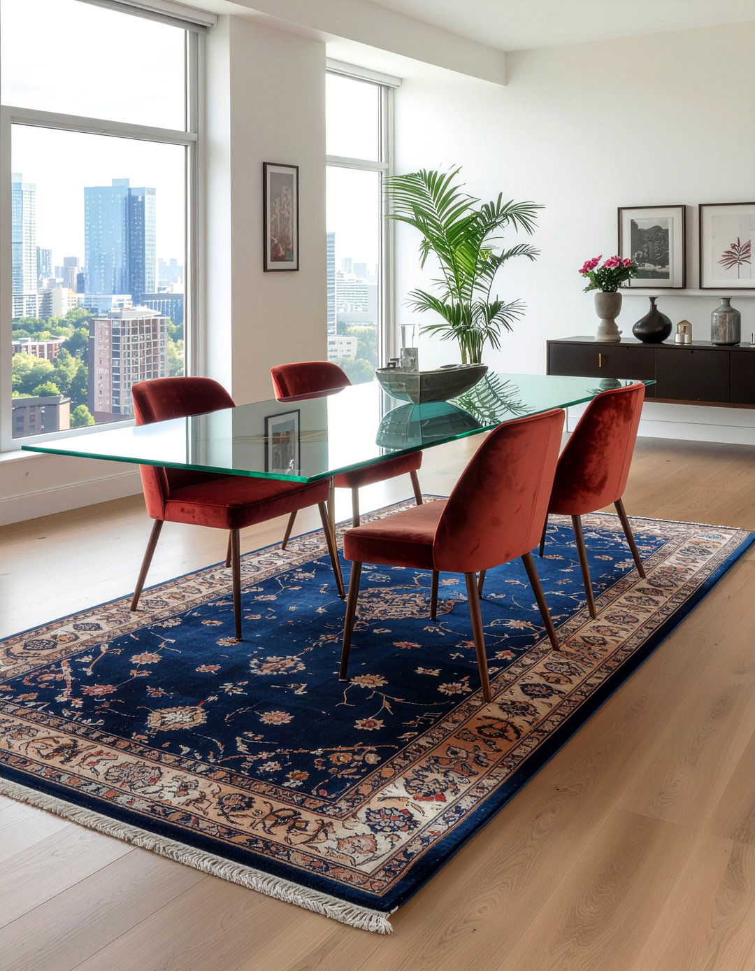 Large area rug - 30 removable dining room decor ideas