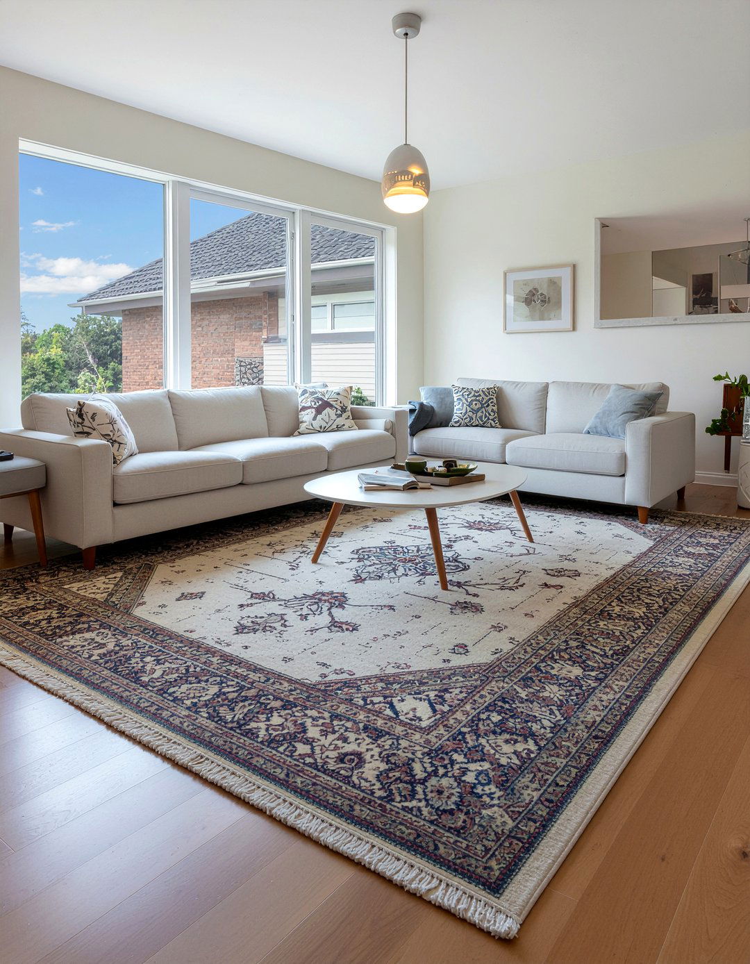 Large area rug - 30 rental apartment living room ideas
