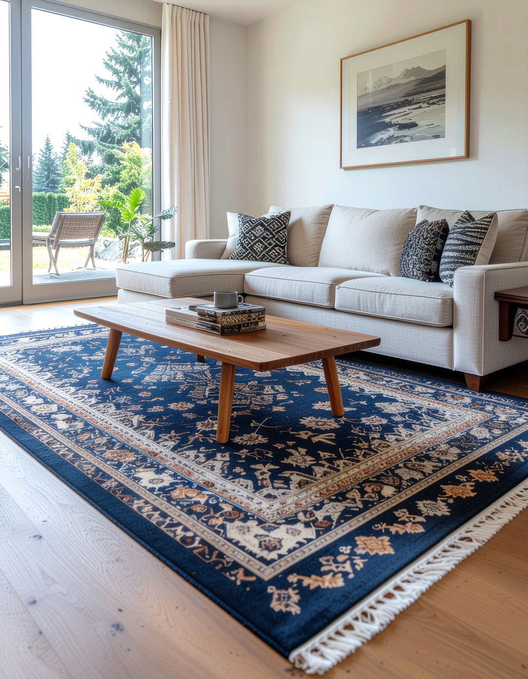 Large area rug for apartment - 30 renter living room ideas