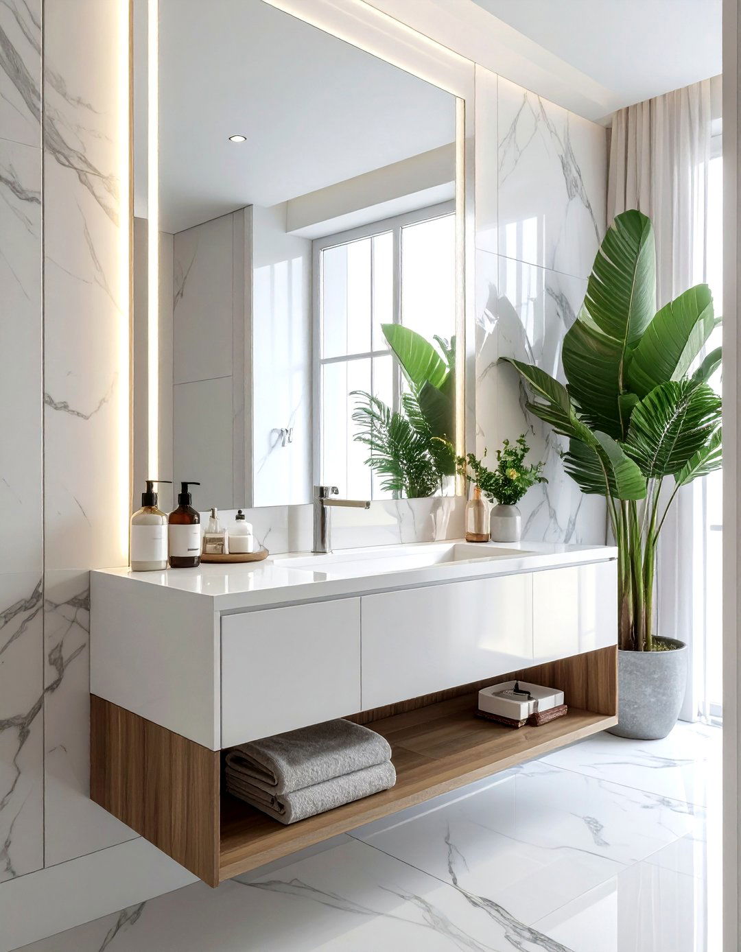 Large bathroom mirror - 30 tiny bathroom ideas